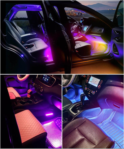 Image of Partsam Smart RGB LED Car Interior Light Strips w/Remote & Voice Control Box, APP Control Music Modes, Scene Options, Mic, Under Dash Footwell Lights Kit w/USB Adapter for Vehicle SUV Truck - 4 in 1