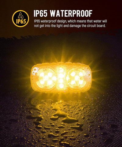 Image of Partsam 4Pcs Amber Trailer RV [16 LED] Marker Lights with [Reflector Cup], Double Bullseye Side Marker Clearance Lights Indicators with [Bullet Plug] for Truck Camper Motorhome, 12V