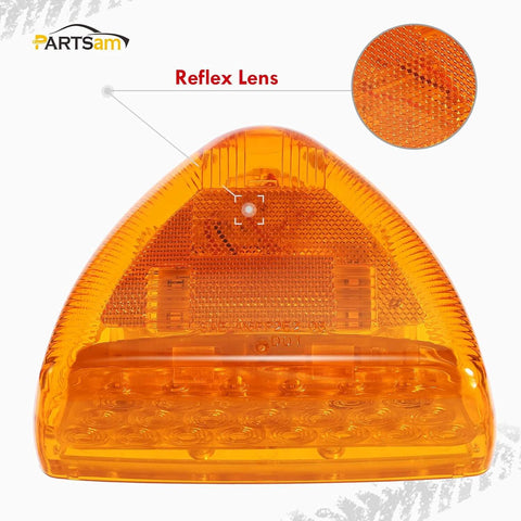 Image of Partsam 1PC Amber 31 LED Headlight Turn Signal Lights with 3 Wires Front/Park/Turn Functions, Replacement for Peterbilt 379 359 357 365 378