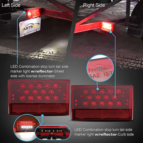 Image of Partsam 6" Rectangular LED Combination Tail Lights Kit