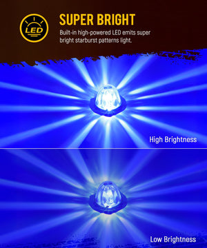 Partsam 2Pcs Glass Watermelon Lights Clear Lens Blue LED Side Marker Clearance Lights with Bezel Replacement for Kenworth Peterbilt Freightliner Trucks