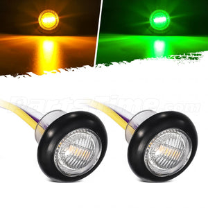 Partsam 2Pcs 3/4" Round LED Marker Light Amber to Green Auxiliary Light Dual Revolution Side Marker Clearance Light Indicators Grommet Bullet Light for Trailer Truck