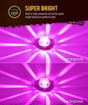 Partsam 2Pcs Glass Watermelon Lights Clear Lens Light Purple LED Side Marker Clearance Lights with Bezel Replacement for Kenworth Peterbilt Freightliner Trucks