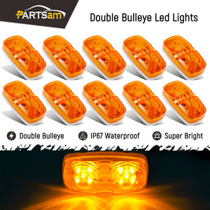 Partsam 10x Double Bubble Bullseye Side Marker Light 10LED Bulls Tiger Eye Amber Trailer