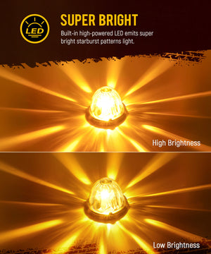 Amber Glass Watermelon Lights Clear Lens  LED Side Marker Turn Signal Lights for Kenworth Peterbilt Freightliner Trucks