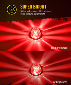 Glass Watermelon Lights Clear Lens Red LED Side Marker Turn Signal Lights with Bezel Replacement for Kenworth Peterbilt Freightliner Truck