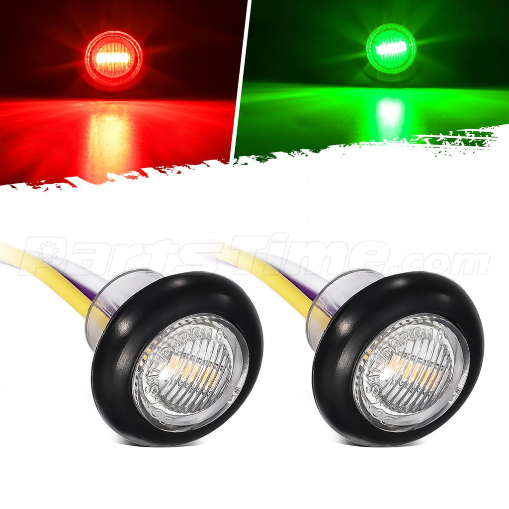 Partsam 2Pcs 3/4" Round LED Marker Light Red to Green Auxiliary Light Dual Revolution Side Marker Clearance Light Turn Signal Indicators Grommet Bullet Light for Camper RV