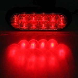 Partsam 6pcs Red Oval 10 Diodes 6 inch Stop Turn Tail Brake Light w/grommet+ pigtail Flush Mount, 6 inch oval led trailer tail lights, 6 oval led brake lights sealed stop turn tail light kit