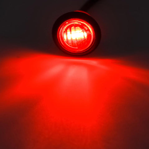 Image of Partsam (10) LED Light Red 3/4 inch Clearance Marker Trailer Bullet Grommet Lights, 3/4 led dual function marker lights, 3 LED Mini Auxiliary Stop Turn Tail Brake Light, 3/4 led marker lights 3 wire