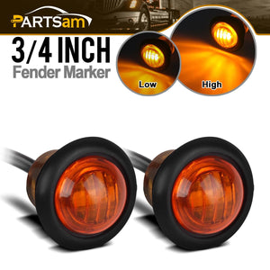 Partsam Pair 3/4 inch  Mini Marker Clearance Light Turn Signal Light 1 Diode Amber Light,3 Wires