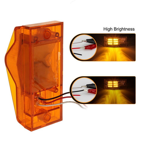 Image of Partsam 2Pcs 6 Inch Amber 18LED Turn Clearance w Reflector Side Turn Signal and Marker Light Replacement for Trucks Cab Sleeper Panel Waterproof Side Surface Mount P/T/C Lights