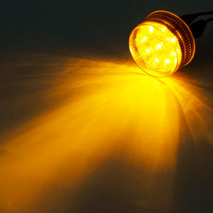 Partsam 20Pcs 2 inch Inch Round Trailer Led Side Marker and Clearance Lights Amber 9 Diodes with Reflectors for Semi Trailer Trucks, 2 Round Led Marker Lights, 2 inch Round Led Lights for Trucks