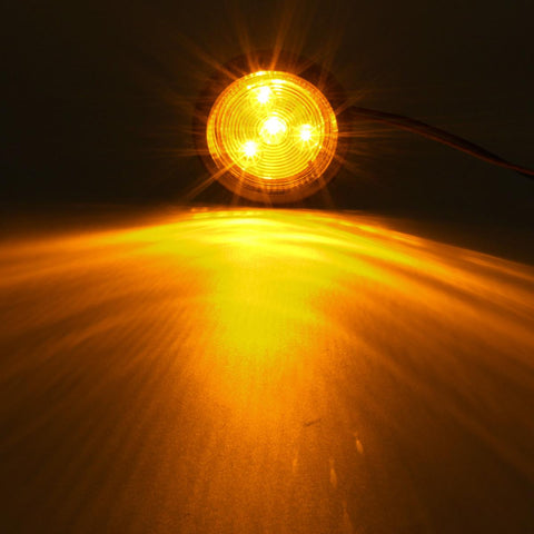 Image of Partsam 5pcs 2 inch Amber Round Sealed Clearance Marker Light 4 LED Mount Grommet/Pigtails