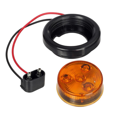 Image of Partsam 5pcs 2 inch Amber Round Sealed Clearance Marker Light 4 LED Mount Grommet/Pigtails