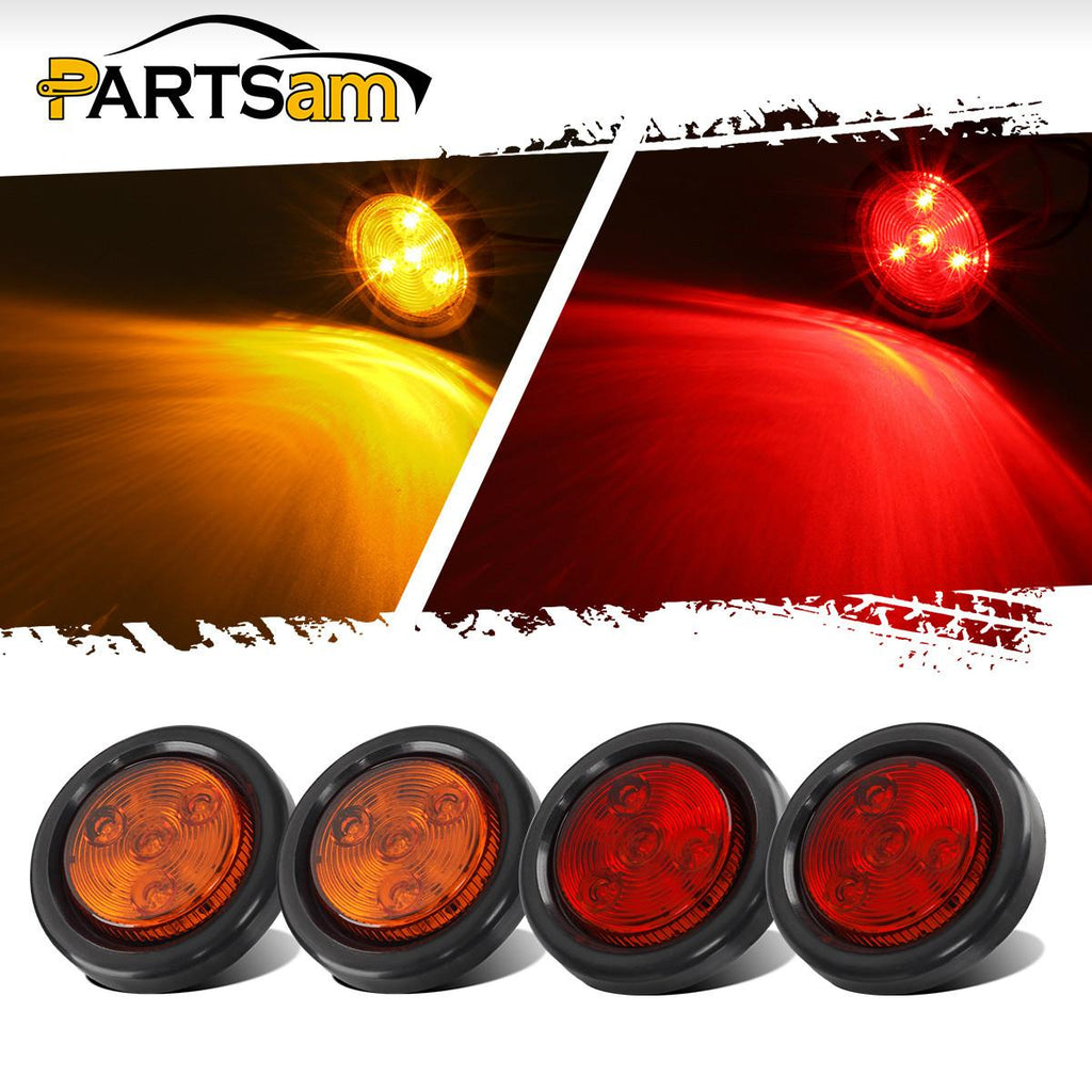 All Star 2" Round Amber Side Marker Lights – 4 Pack With Grommets & Pigtails