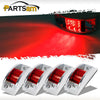Image of Partsam 4x Red Sealed Chrome Armored LED Trailer Clearance and Side Marker Light 12 LED