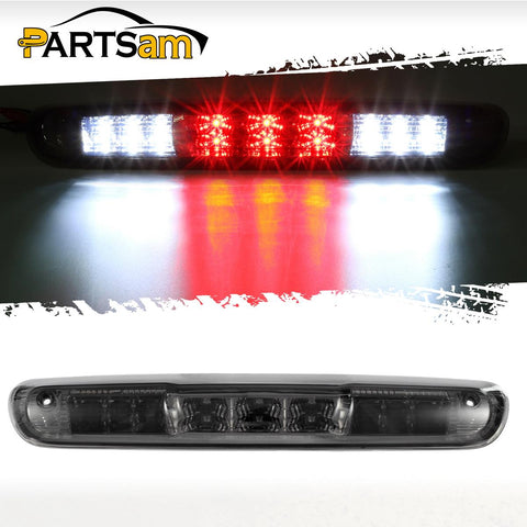 Image of Partsam Replacement For Silverado 2007-2013 Silverado/Sierra 1500 2500 3500 2014 Classic Model Red/White LED Smoke Lens High Mount 3rd Third Brake Light Cargo Tail Lamp