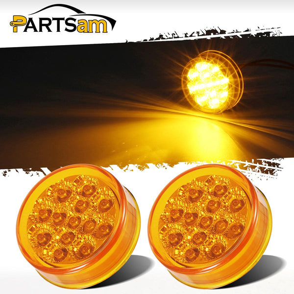 ECCPP 4-Piece 2.5" Sealed Round LED Trailer Light Kit – Amber/Red Side Marker & Tail Lights With Grommets