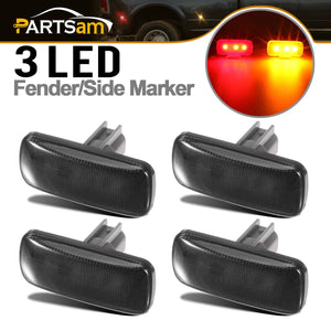 Partsam Dually Bed Front Rear Side Fender Marker LED Lights Clearance Replacement for Dodge Ram 3500 2500 2010 2011 2012 2013 2014 2015 2016 2017 10 11 12 13 14 15 16 17 Super Duty Smoke Lens