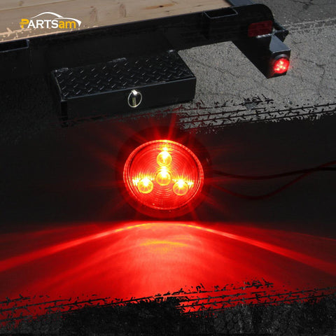 Image of Partsam 2Pcs Steel Trailer RV Light Boxes w/6 inch LED Oval Red Led Trailer Tail Lights 10LED Smoke Lens & 2 inch LED Smoked Black Red Round Side Lights 4LED w/ Grommets and wire connectors