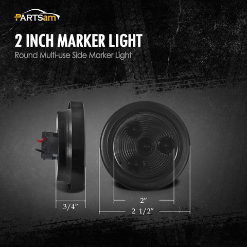 Image of Partsam 2Pcs Steel Trailer RV Light Boxes w/6 inch LED Oval Red Led Trailer Tail Lights 10LED Smoke Lens & 2 inch LED Smoked Black Red Round Side Lights 4LED w/ Grommets and wire connectors
