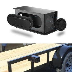 Partsam 2Pcs Steel Trailer RV Light Boxes w/6 inch LED Oval Red Led Trailer Tail Lights 10LED Smoke Lens & 2 inch LED Smoked Black Red Round Side Lights 4LED w/ Grommets and wire connectors