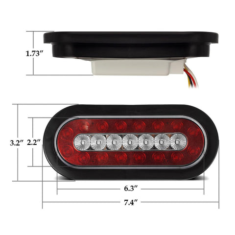 Image of Partsam 2Pcs Steel Trailer RV Light Boxes Housing Kit w/ 6 inch Oval Led Trailer Tail Lights Red/Amber & 2 inch Red Led Round Side Marker and Clearance Lights 4LED w/ Grommets and wire connectors