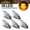 Image of Partsam 5Pcs 6-3/5 Inch Flat-line Amber Oval Trailer Led Marker Lights Clear Lens 18 Diodes Surface Mount w Bullet Plug Connectors Sealed Waterproof Led Front Fender Marker Light Panel
