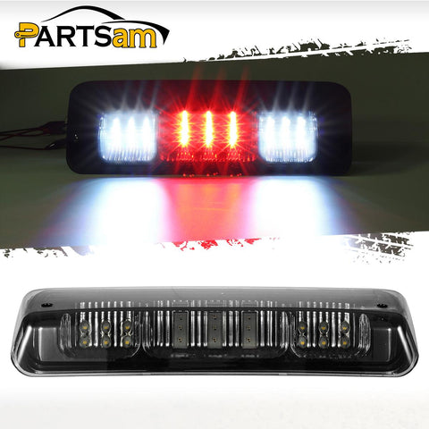 Image of Partsam Replacement for F150 F-150 2004 2005 2006 2007 2008 High Mount Stop Light 3rd Third Brake Light Smoked LED Rear Cab Roof Center Mount Brake Tail Cargo Light Lamp Chrome Housing w/3 Plugs