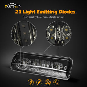 Partsam Replacement for F150 F-150 2004 2005 2006 2007 2008 High Mount Stop Light 3rd Third Brake Light Smoked LED Rear Cab Roof Center Mount Brake Tail Cargo Light Lamp Chrome Housing w/3 Plugs
