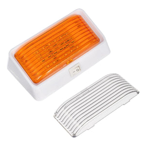 Partsam Rectangle LED RV Porch Light Exterior Utility Light 12v Lighting Fixture Replacement Light with On/Off Switch for RVs, Trailers, Campers, 5th Wheels w/Snap-on Clear and Amber Lenses