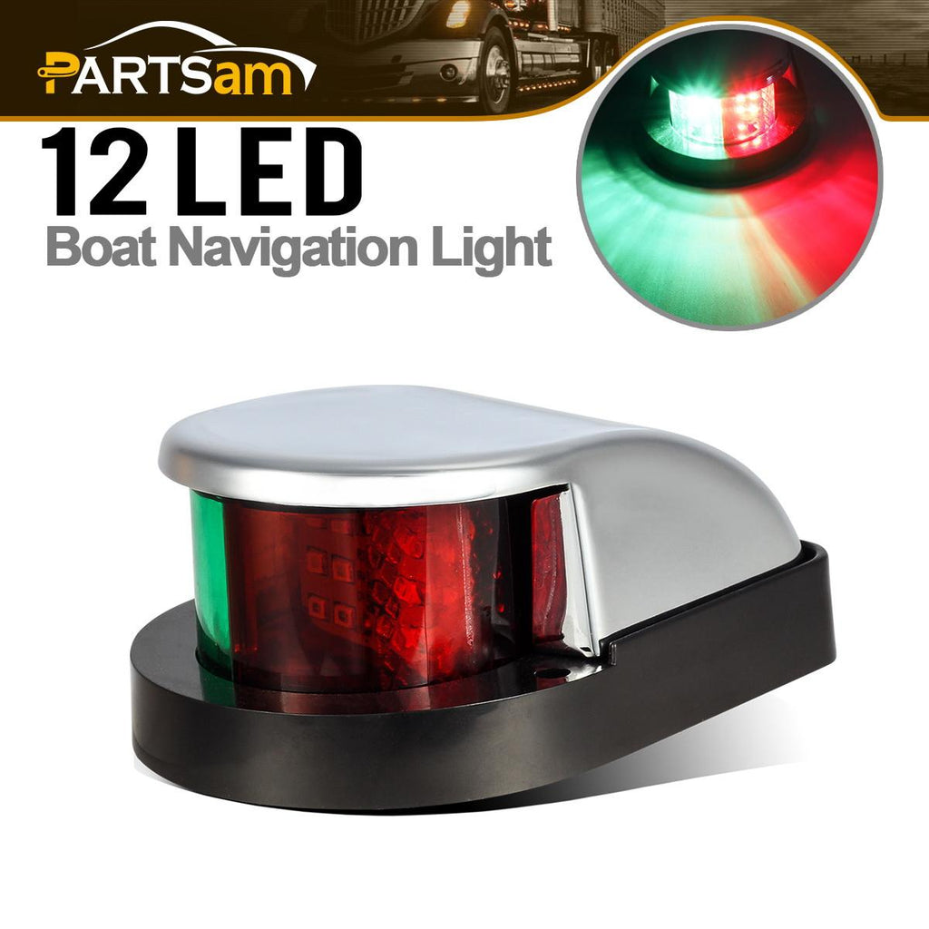 Partsam Boat Marine LED Navigation Lights Lamps 12 LED, Red and Green LED Boat Front Light to Small Boat and Pontoon Yacht Skeeter