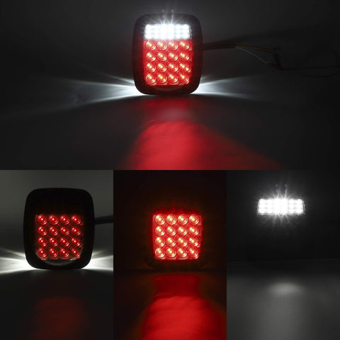 Image of Partsam Smoked Square LED Signal Tail Lights for Jeep