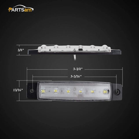 Image of Partsam 200 Pcs 3.8" 6 LED White Side Marker Lights