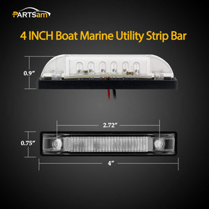Partsam 4 Inch Marine Boat RV Clear LED Utility Strip Light Bar