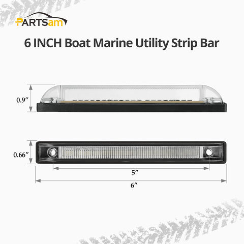 Image of Partsam 6" Blue Underwater Led Trailer RV Boat Light Strip Bar