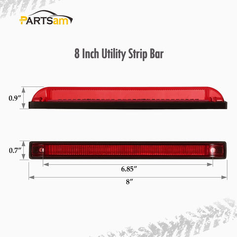 Image of Partsam 2X 8 Led Utility Strip Light Marker Red 30LED Boats Lighting