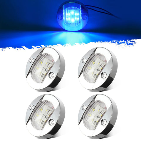 Image of Partsam 4Pcs 3" Inch Marine Blue LED Stern Anchor Navigation Lights