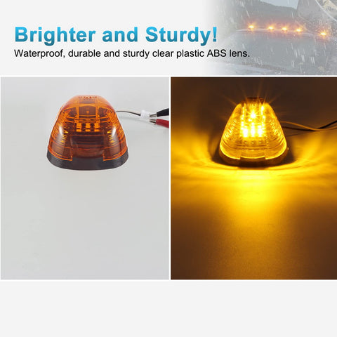 Image of Partsam 5Pcs Cab Marker Lights, Amber Led Roof Running Lights, Top Clearance Lights Assembly 16LED Compatible with F250 F350 F450 F550 Cab Lights 1999-2016/E350 E450 2017 2018 Super Duty Pickup Truck