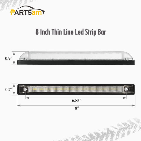 Image of Partsam 8" LED Utility White Strip Lights for Boat UTV Ranger