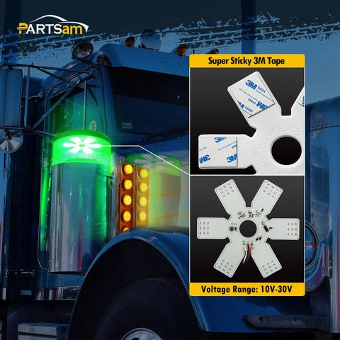 Image of Partsam LED Air Cleaner Light for Peterbilt Kenworth Freightliner (Green)