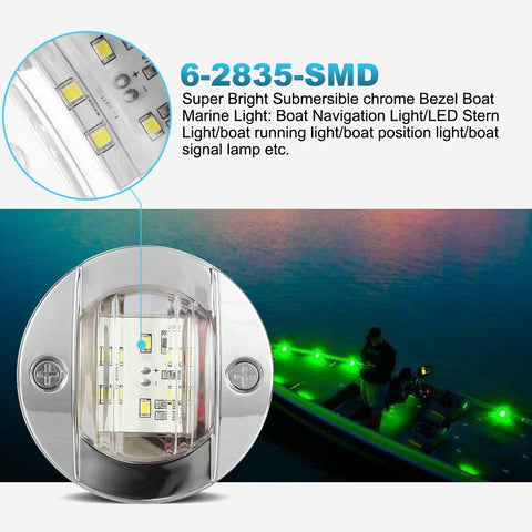 Image of Partsam 4Pcs 3" Inch Round Marine Led Navigation Green Lights