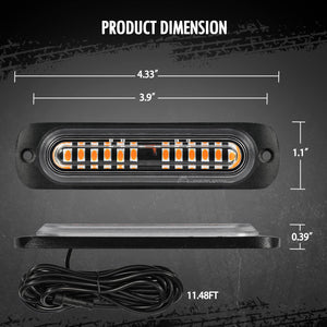 Partsam LED Oval Emergency Amber Truck Strobe Lights Kit