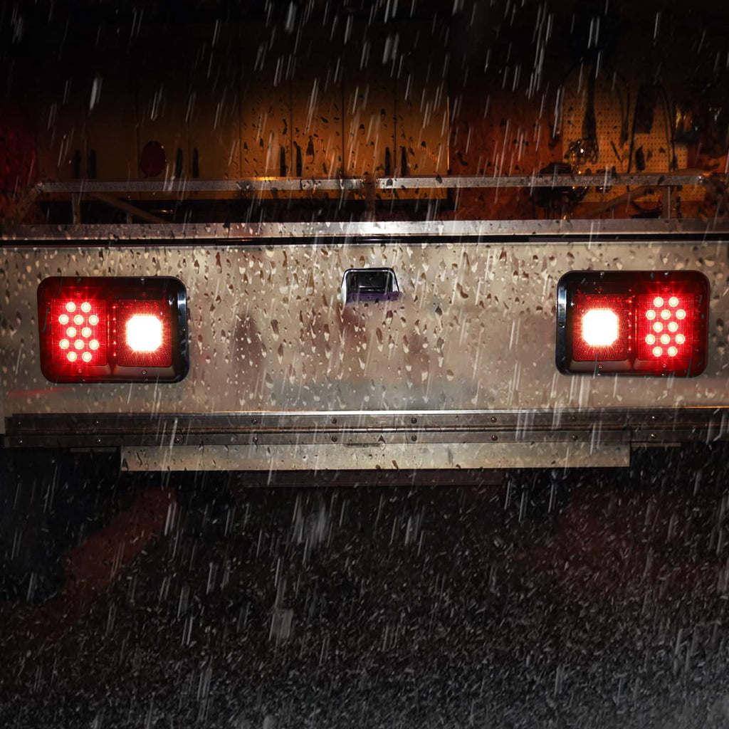Double Light Guide Rear Light Partsam 2Pcs Red Double Led Trailer Tail Lights