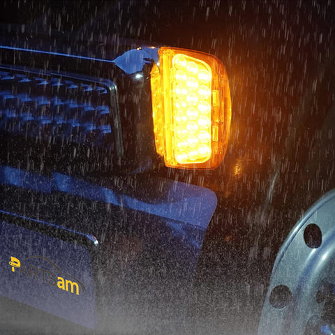 Image of Partsam Triangle Amber LED Turn Signal Lights for Peterbilt Trucks
