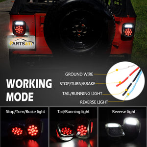 Partsam Tail Lights Lamps for Jeep Wrangler TJ YJ CJ5 CJ7 1979-2006