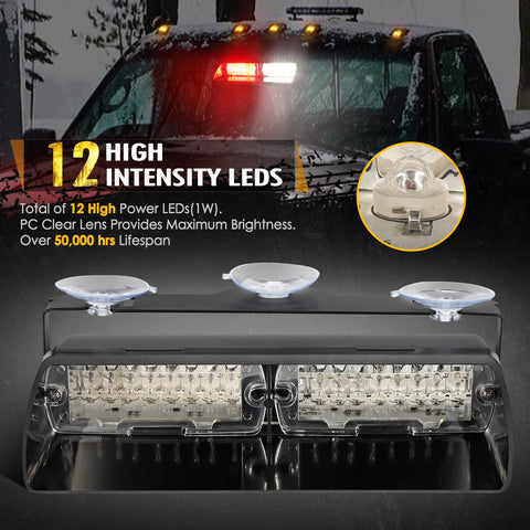 Image of Partsam LED Windshield Dash Deck Emergency Strobe Firefighter Lights