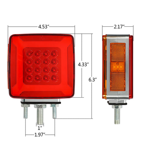 Image of Partsam Pair Double Face Square Pedestal Fender Turn Signal Lights