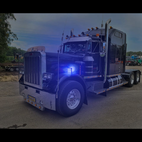 Image of Partsam 2pcs Dual Revolution Amber/Red/Blue Square Double Face 38 Diode Marker/Turn Signal and Auxiliary Led Pedestal Light with Chrome Housing Sealed Replacement for Kenworth/Peterbilt/Freightliner