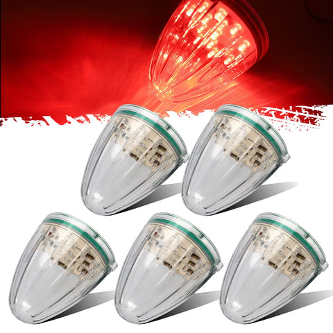 Image of Partsam 5Pcs 17 LED Red Cab Top Roof Marker LED Runing Light Replacement For Kenworth Peterbilt Freightliner Mack Heavy Duty Trucks Waterproof Front Head Indicator Signal Light